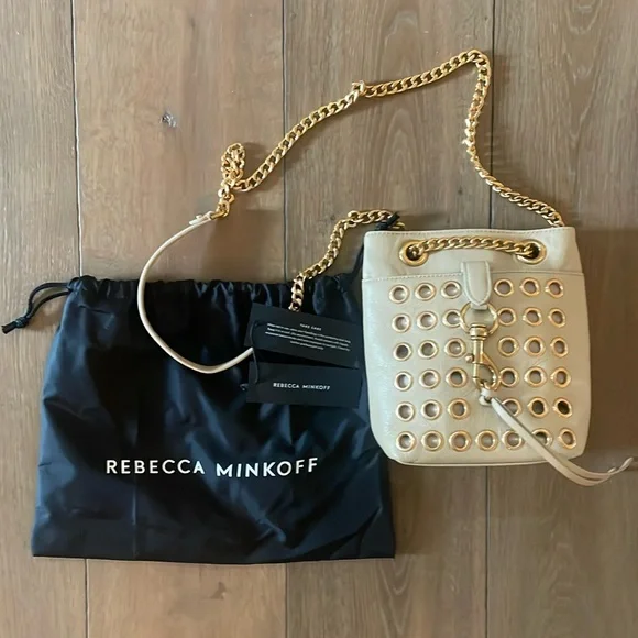 Rebecca Minkoff Edie Leather Trim Mini Bucket Purse NWT Rebecca Minkoff Edie Mini Leather Bucket Bag - QVC.com main image 4